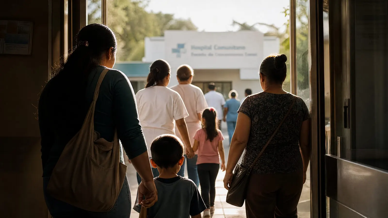 Families arriving at a community hospital